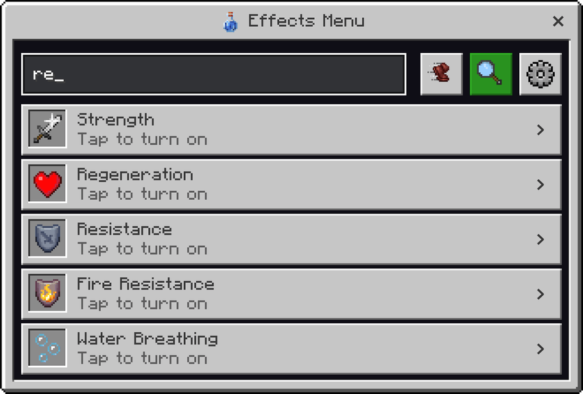 Effects Menu — Minecraft Bedrock addon, screenshot 8