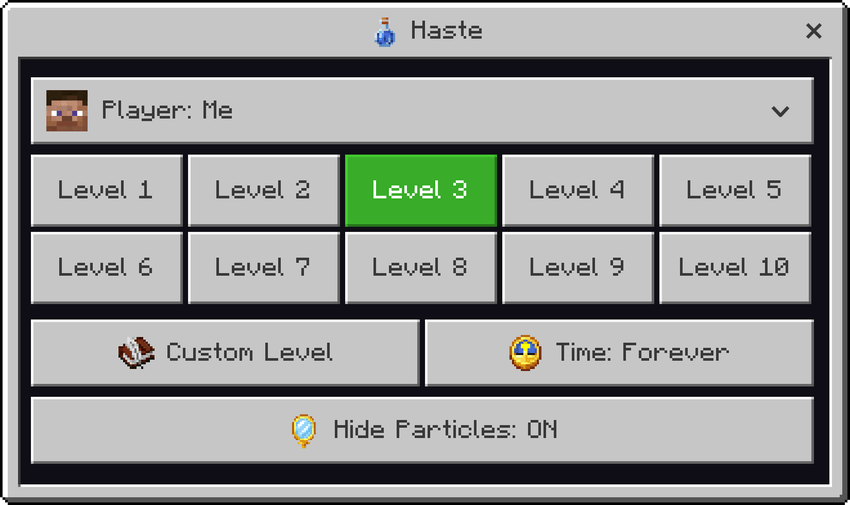 Effects Menu — Minecraft Bedrock addon, screenshot 2