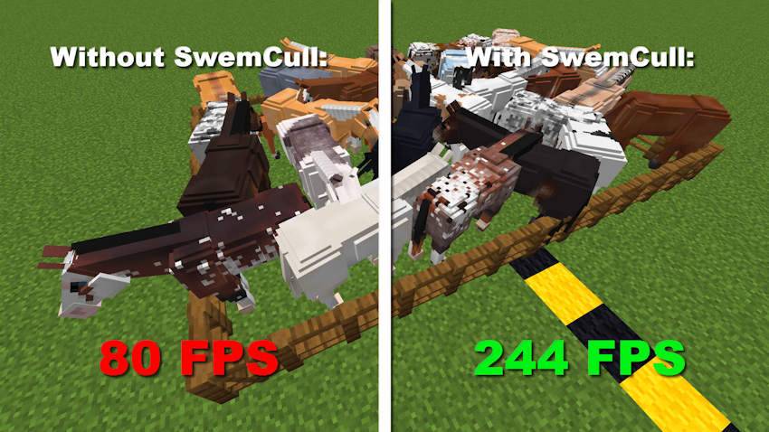 SWEM horse performance with and without SwemCull, 60 blocks from the herd
