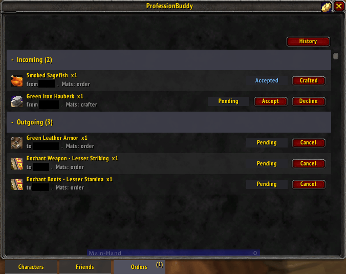 Crafting Orders Panel
