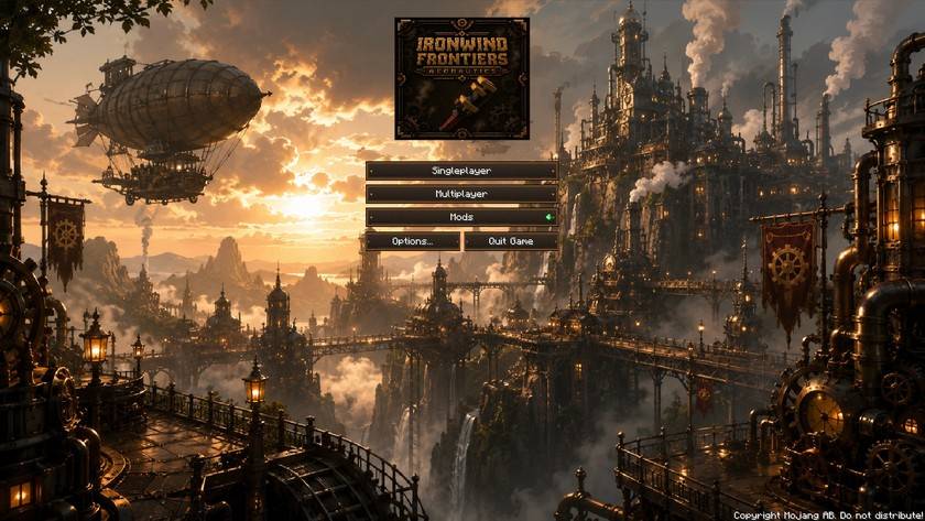 Ironwind Frontiers custom steampunk Minecraft main menu