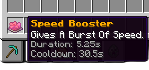 /createitem @s minecraft:red_dye speed 5 5.25 30.5 A.Yes 10_GOLD BOLD Speed Booster, Gives A Burst Of Speed.