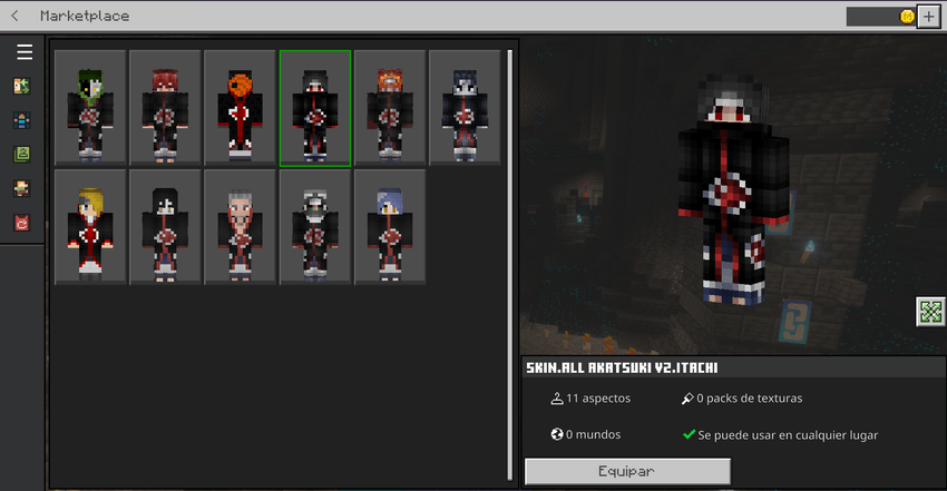 All Akatsuki Skins - Naruto — Minecraft Bedrock skin, screenshot 2