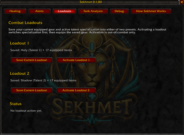 Sekhmet combat loadouts