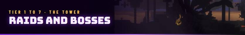 Tier 1 to 7 and the Tower: raids and bosses