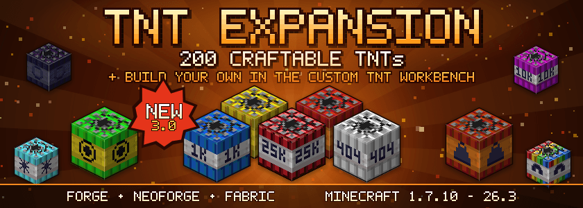 TNT Expansion - 200 craftable TNTs, and build your own in the Custom TNT Workbench