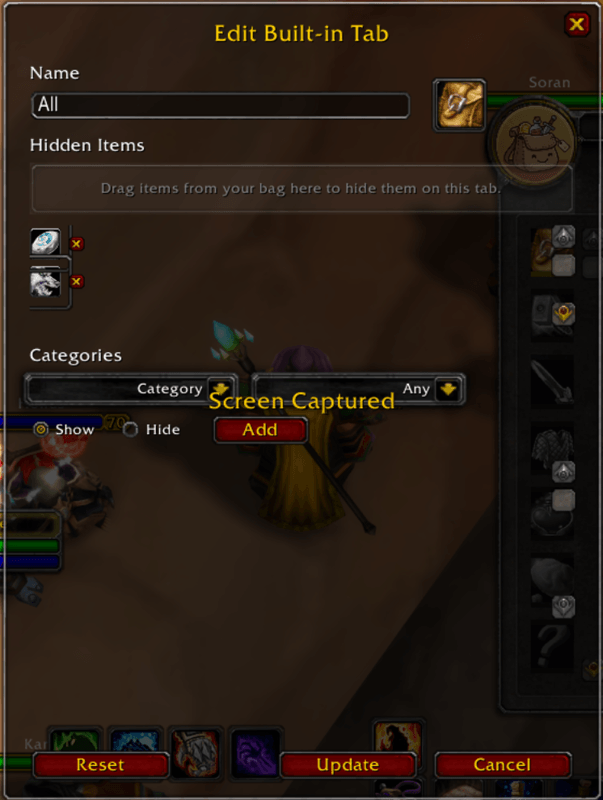 Hide items dragging them to the tab or editing