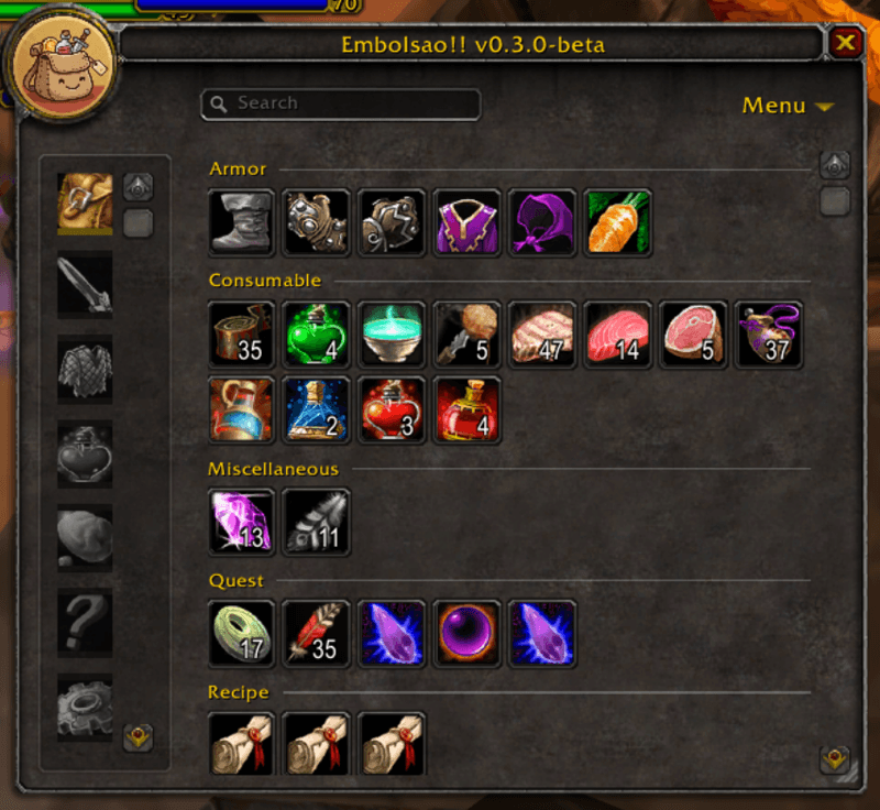 Sort by type, with separators for categories