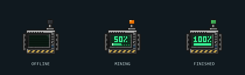 Digital Miner Companion: offline, mining and finished states