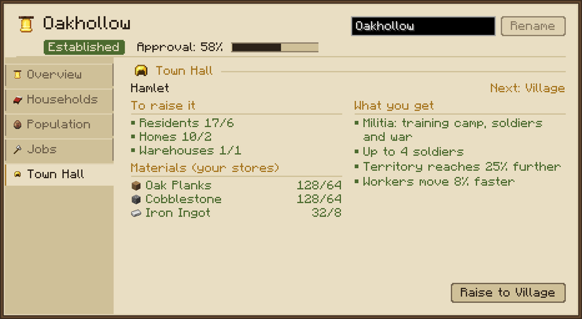 The Town Hall tab
