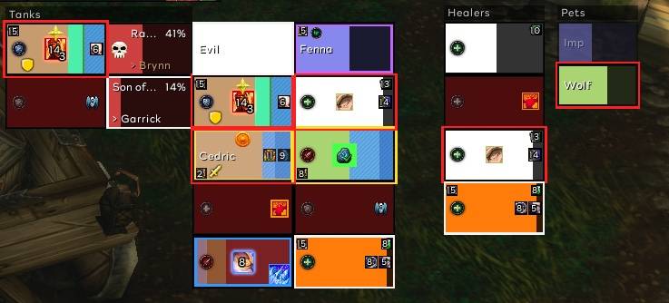 Raid Frames with Tank and Healer Panels
