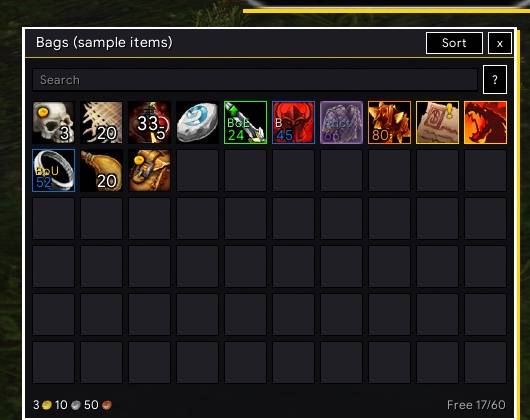 Bags with sample items