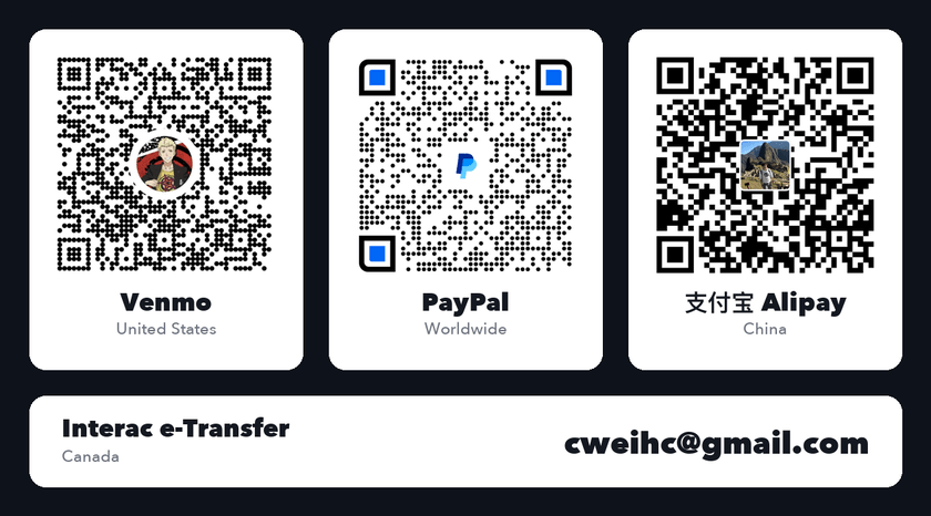 Venmo, PayPal, Alipay and Interac e-Transfer