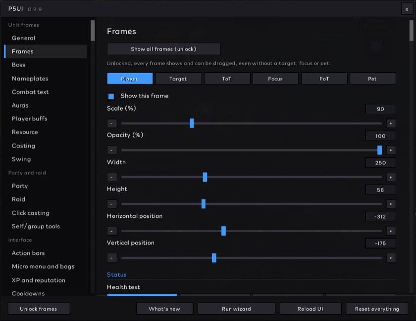Unit Frame Settings