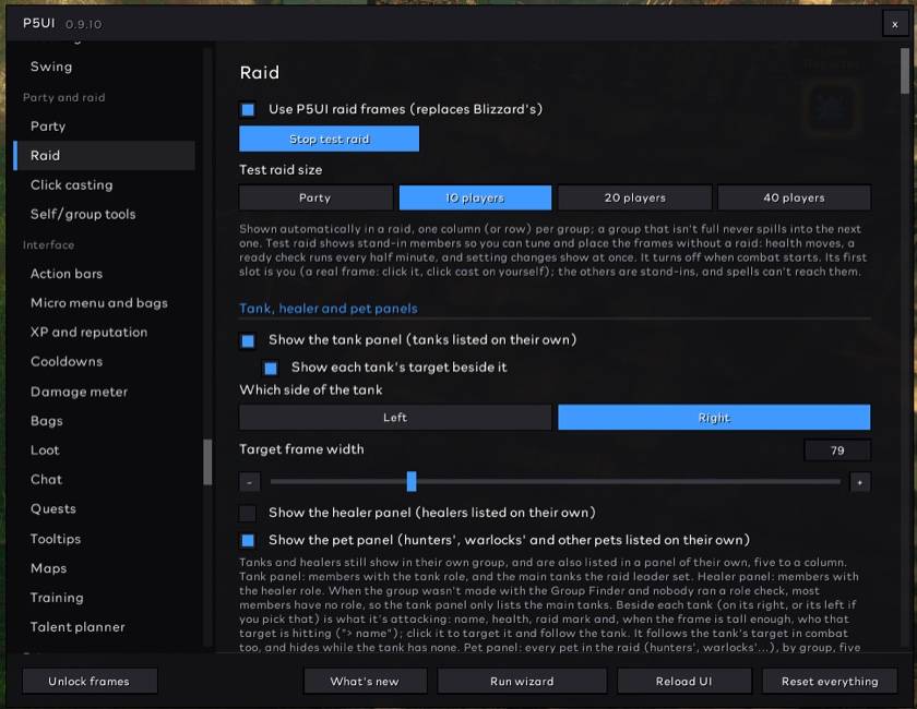 Raid Settings by Raid Size