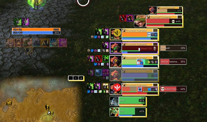 Party frames with your target and its target (test party)