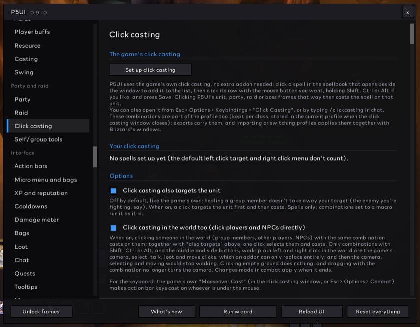 Click Casting Settings