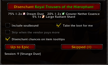 Disenchant chances in the addon