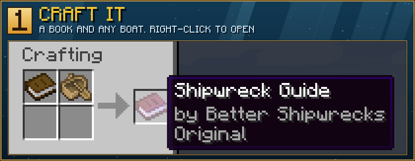 1. Craft it: a book and any boat. Right-click to open
