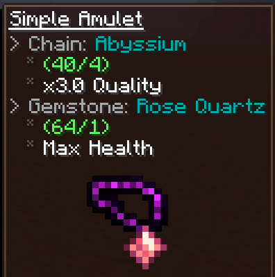 An Abyssium necklace with a Rose Quartz gem