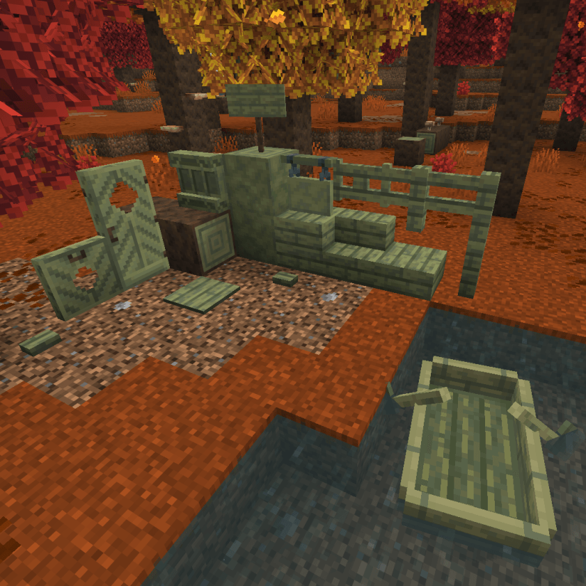 Every poplar wood variant and item displayed on the ground of a Dappled Forest