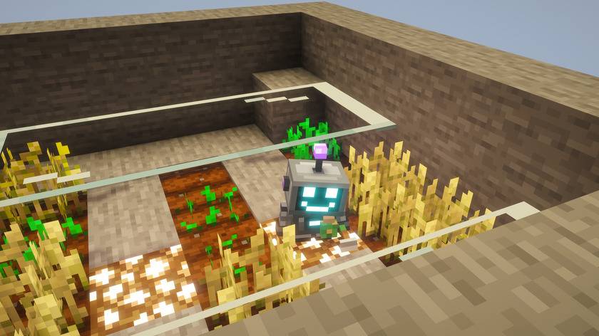 A story mission: the automaton at work in its arena, with the objective markers