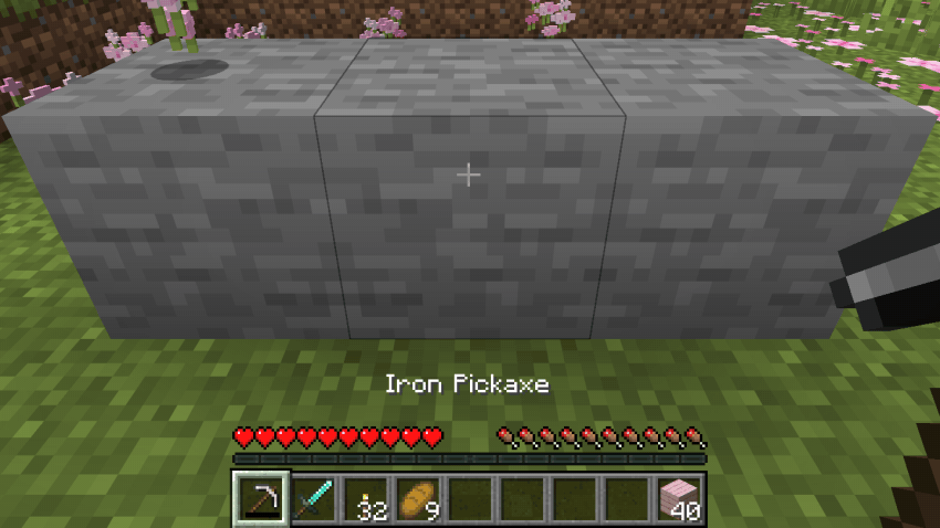 A worn out pickaxe breaks and a spare from the inventory takes its place