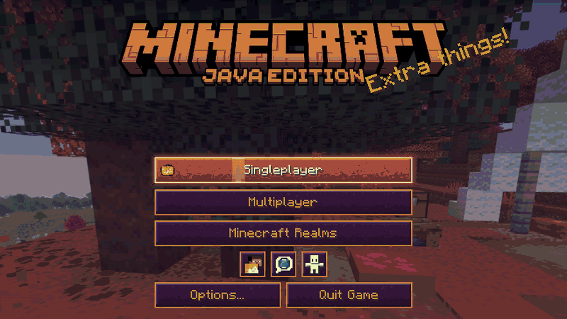 The title screen in different themes, the pointer walking down the buttons
