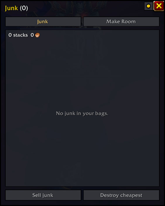 The junk window with its Junk and Make Room tabs