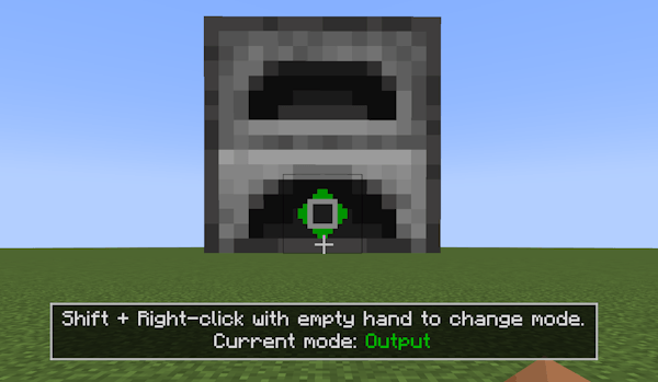 Interface HUD showing the mode-changing control and current Output mode