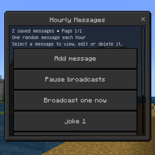 Hourly Broadcast Manager — Minecraft Bedrock addon, screenshot 1