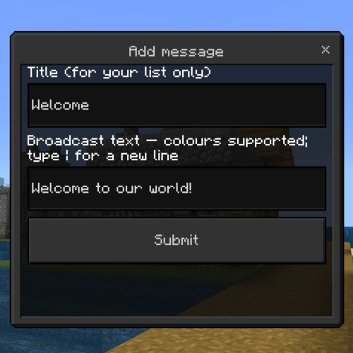 Hourly Broadcast Manager — Minecraft Bedrock addon, screenshot 2