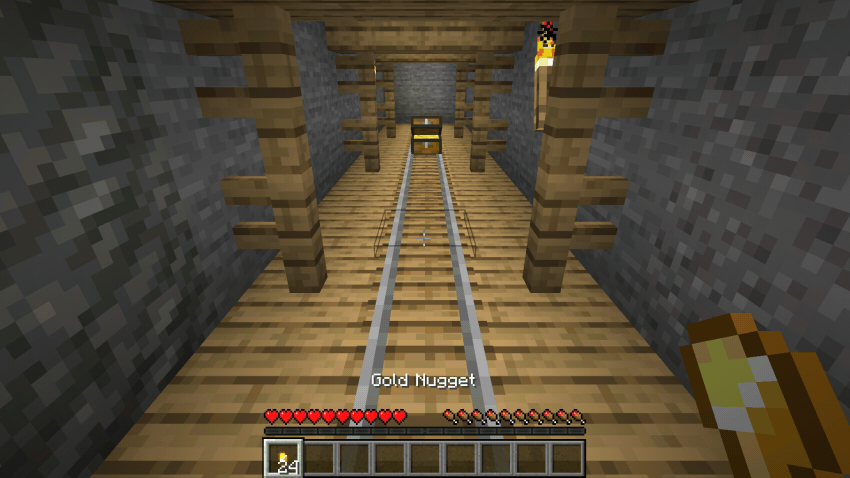 Luring a treasure mob down a mineshaft with gold nuggets and feeding it until it is tamed