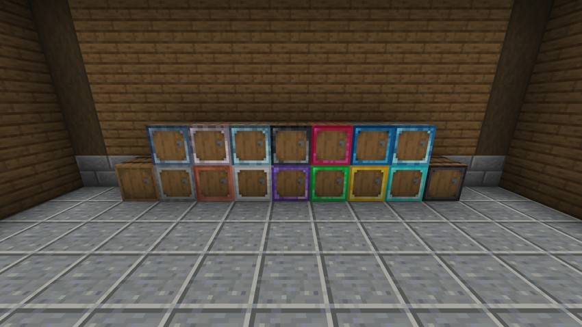 A vanilla barrel and every material from stone to netherite, with the Assorted Core materials on top