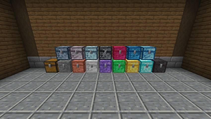 A vanilla chest and every material from stone to netherite, with the Assorted Core materials on top