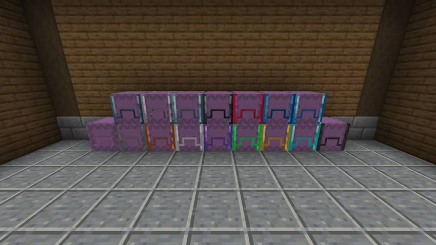 A vanilla shulker box and every material from stone to netherite, with the Assorted Core materials on top