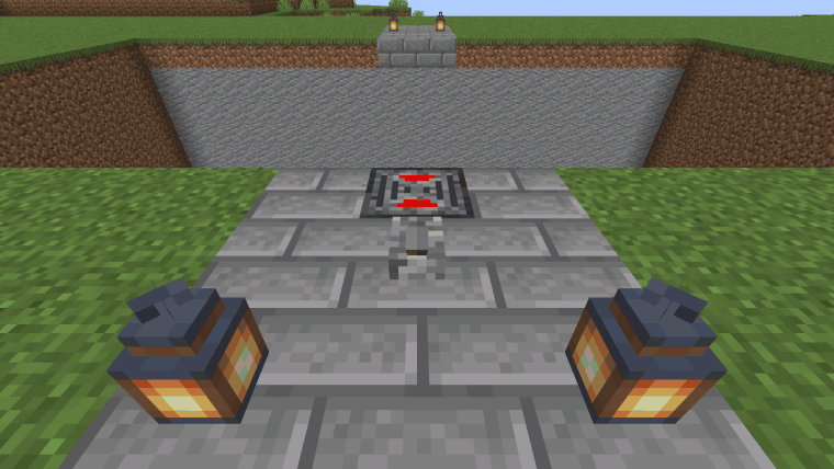 Flipping a lever shoots a laser bridge across a ravine, and then walking out over it