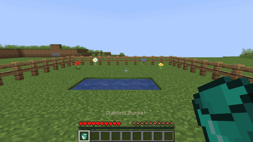 Walking up to a pond and scooping all of it into one diamond bucket, a click at a time