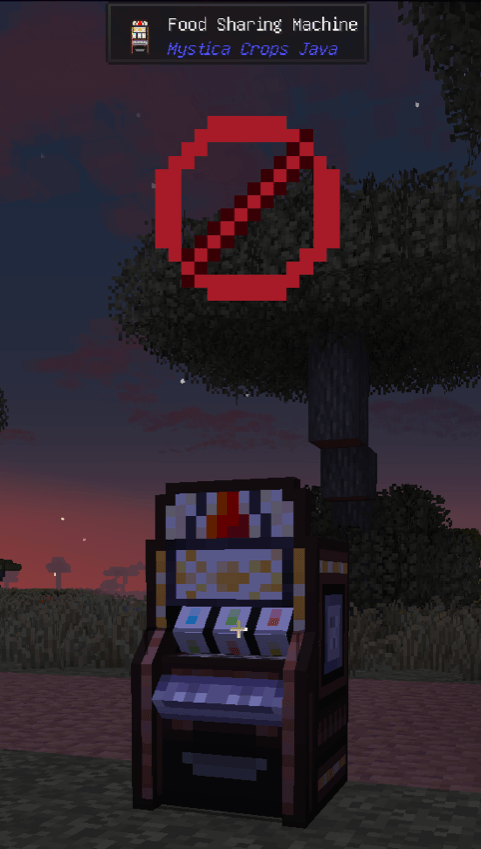 Red stop mark above a paused machine