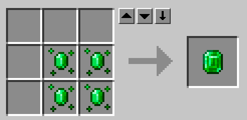 Four emerald chunks craft one emerald