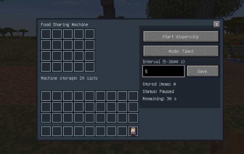 Food sharing machine panel