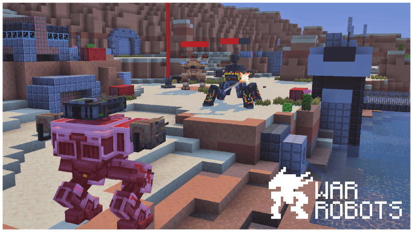 War Robots fighting for beacons at Canyon