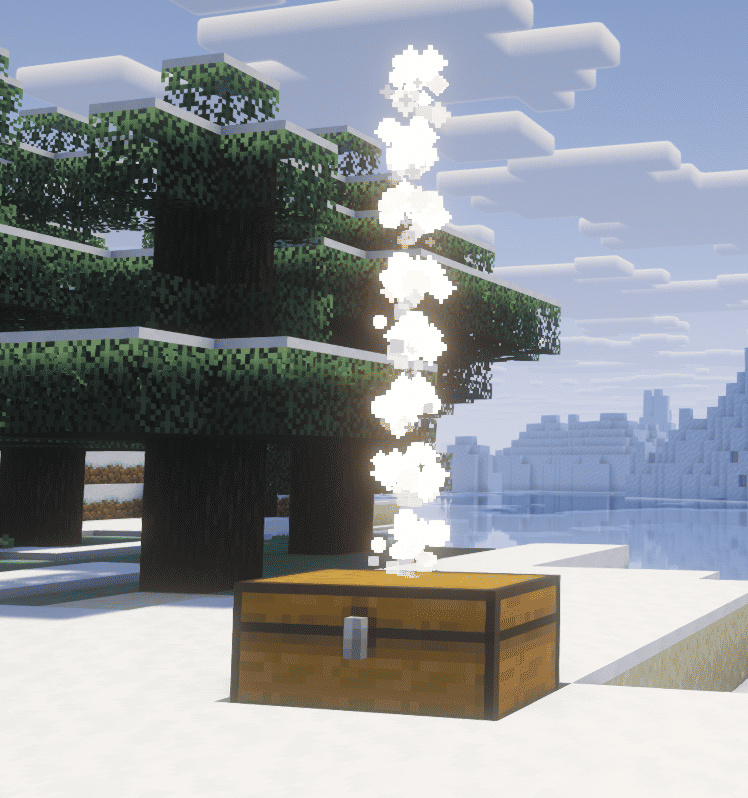 the finder column over a chest, with the distance hint