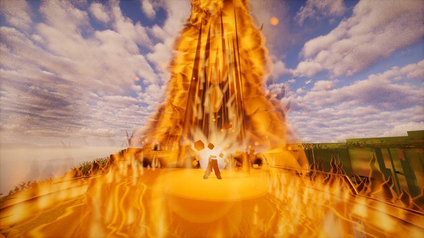 Mereoleona's Hellfire Incarnate: a column of fire erupts from the ground into the sky