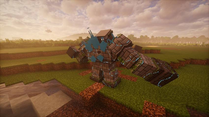 World boss the Ancient Mana Golem on an open plain