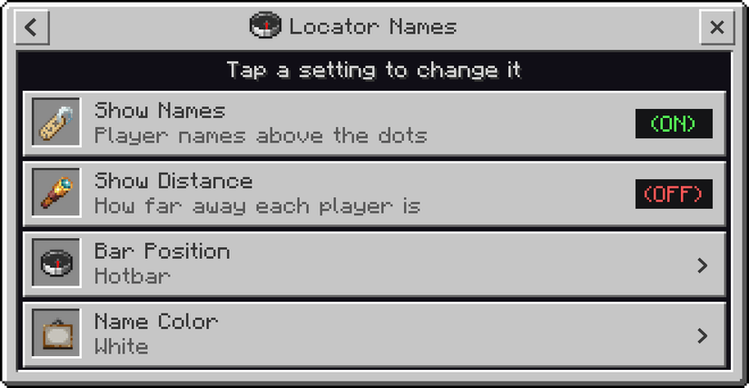 Better Locator Bar — Minecraft Bedrock addon, screenshot 2