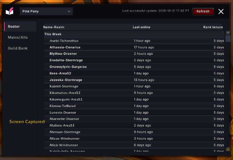 Roster Tab