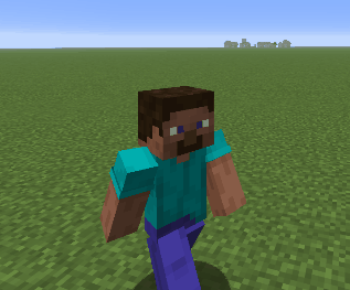 A Minecraft player walking at a slow, steady pace across a grassy field.