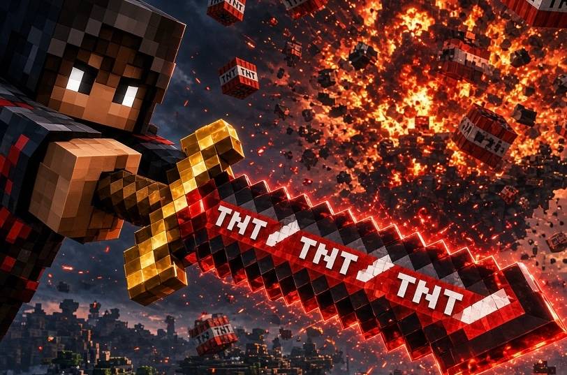 Blockys TNT SWORD — Minecraft Bedrock addon, screenshot 1