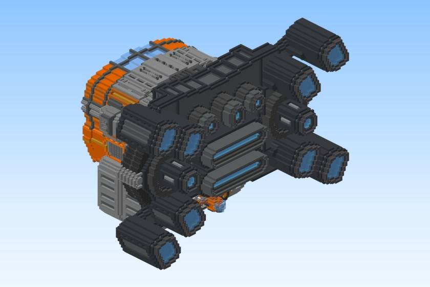 Alien Dark Gunship with Blue Engines